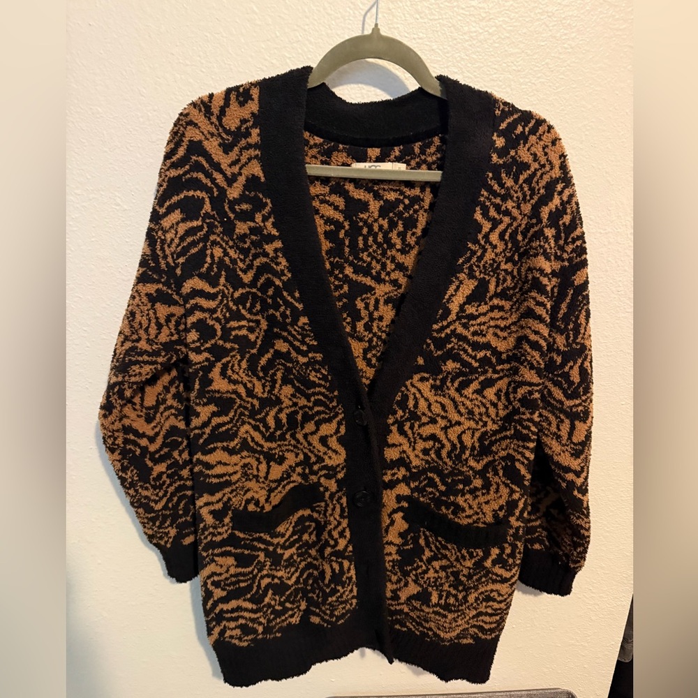 Ugg brand cardigan Women's Black and Brown Patterned Sweater